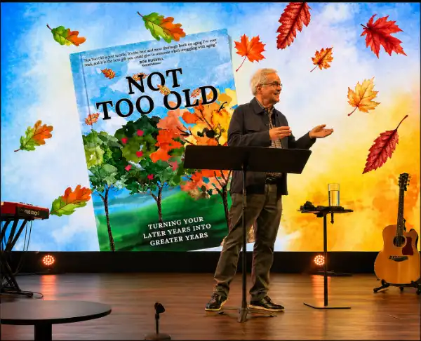 Dave Faust speaking at the Not Too Old conference